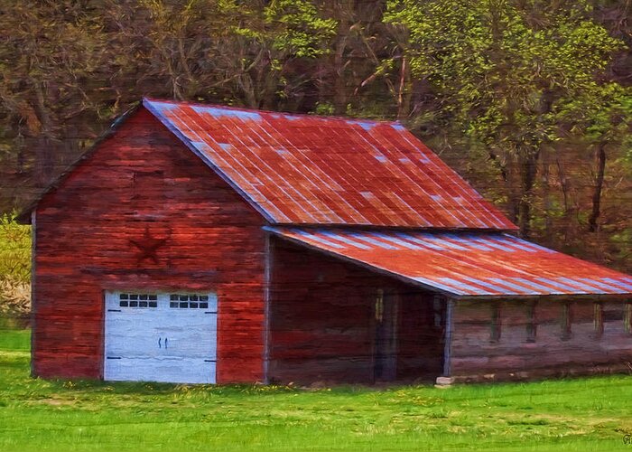 Architecture Greeting Card featuring the photograph Old Red Barn with Star by Anna Louise