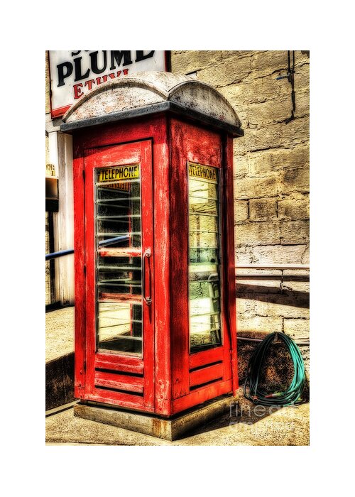 Photography Greeting Card featuring the photograph Old Red Phone Booth by Kaye Menner