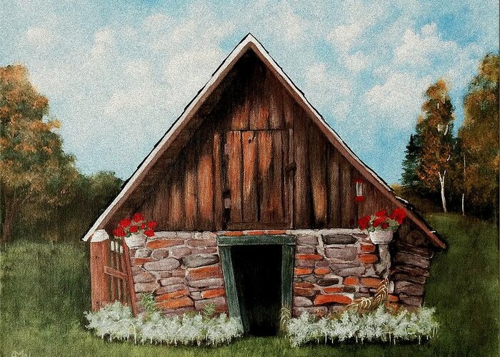 House Greeting Card featuring the painting Old Root House by Anastasiya Malakhova