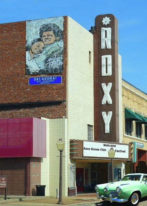 Roxy Greeting Card featuring the photograph Old Roxy Theater in Muskogee, Oklahoma by Janette Boyd