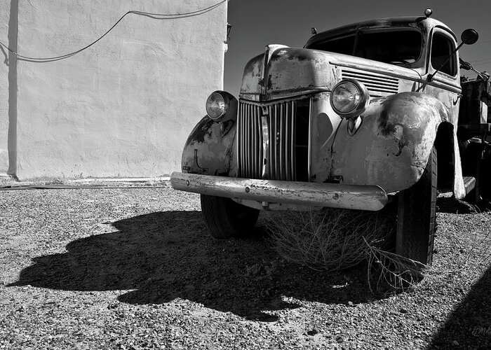 Auto Greeting Card featuring the photograph Old Vehicle VII BW - Ford Truck by David Gordon