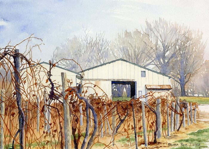 Vineyard Greeting Card featuring the painting Old Vines by Brenda Beck Fisher