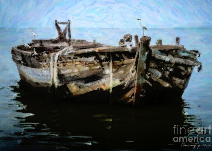 Nautical Greeting Card featuring the painting Old Wooden Fishing Boat by Chris Armytage