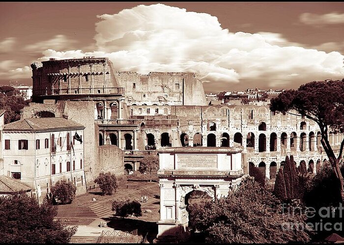 Colosseum Greeting Card featuring the photograph Colosseum from Roman Forums by Stefano Senise