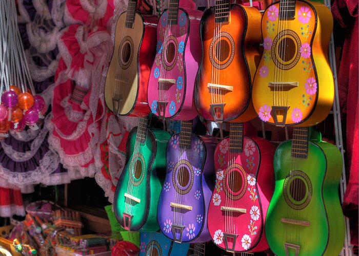 Hdr Greeting Card featuring the photograph Olvera Street Ukeleles by Richard Hinds