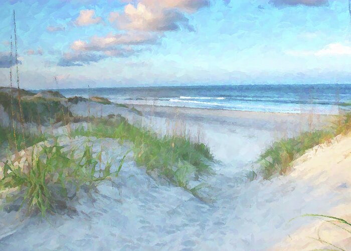 Beach Greeting Card featuring the digital art On The Beach Watercolor by Randy Steele