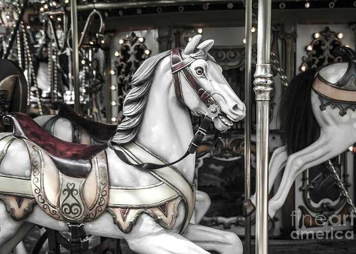 Carousel Greeting Card featuring the photograph On the Merry go Round by Adriana Zoon