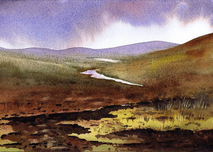 Watercolour Lanndscape Greeting Card featuring the painting On The Pennine Way by Paul Dene Marlor