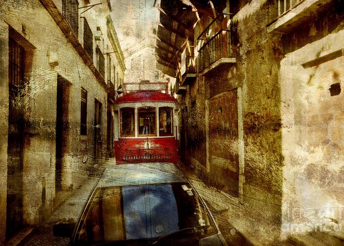 Portugal Greeting Card featuring the photograph On the streets of Lisbon by Dariusz Gudowicz