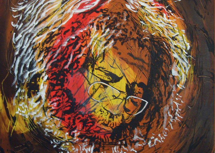 Jerry Garcia Greeting Card featuring the painting Once A lion by Stuart Engel