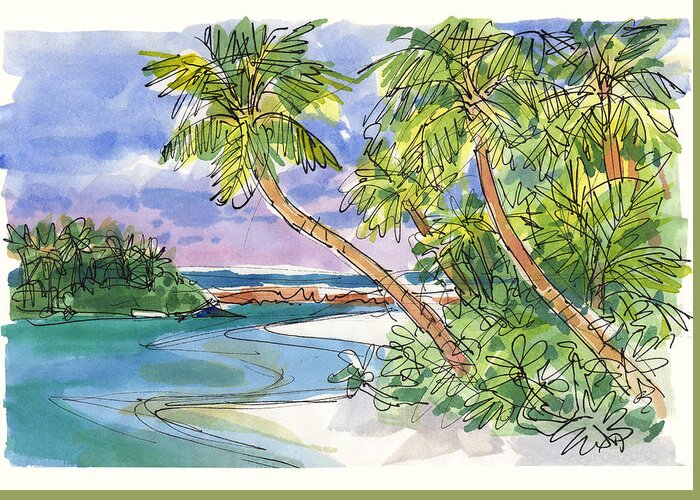 Cook Islands Greeting Card featuring the painting One-Foot-Island, Aitutaki by Judith Kunzle