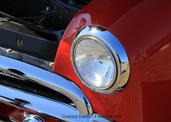 Car Greeting Card featuring the photograph One Headlight by Becca Wilcox