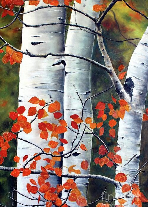 Aspen Greeting Card featuring the painting One Million Aspen leaves by AMD Dickinson