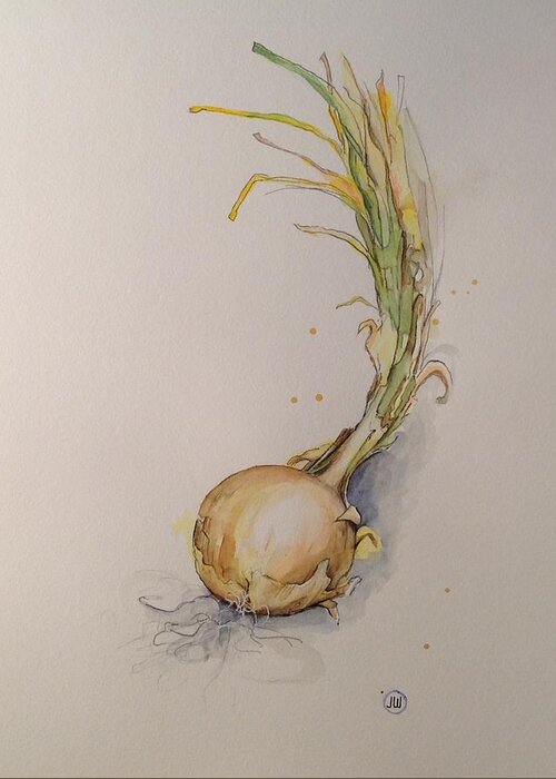 Onion Greeting Card featuring the painting Onion by Julie Wedean