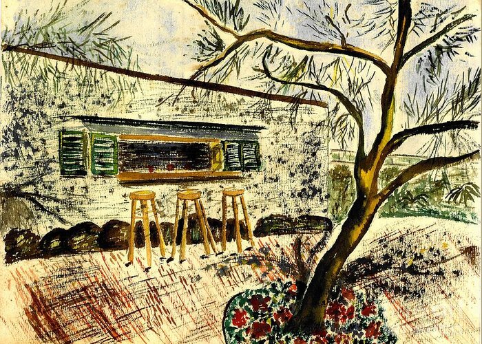 Cafe Greeting Card featuring the painting Open Air Cafe by Eleanor Robinson