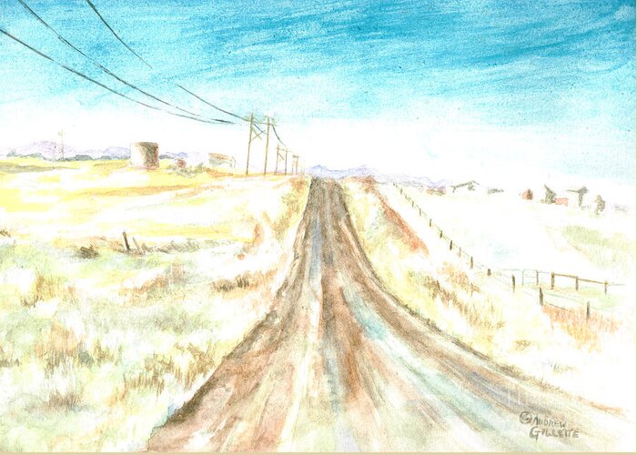 Road Greeting Card featuring the painting Country Road by Andrew Gillette