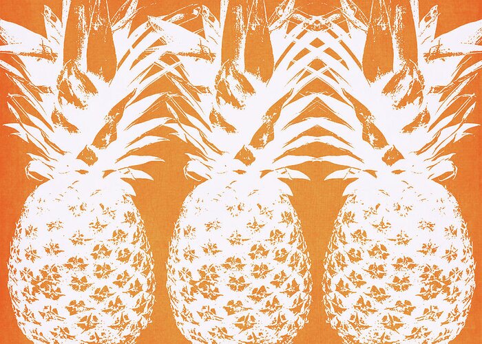 Pineapple Greeting Card featuring the painting Orange and White Pineapples- Art by Linda Woods by Linda Woods