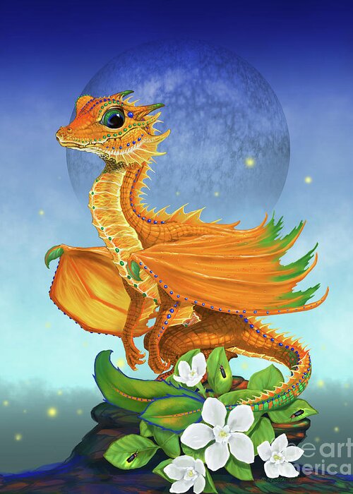 Orange Greeting Card featuring the digital art Orange Dragon by Stanley Morrison
