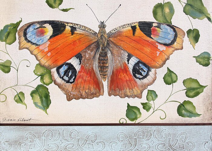 Butterfly Greeting Card featuring the painting Orange Dream Butterfly-JP3878 by Jean Plout