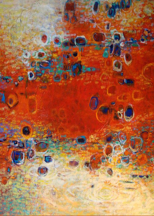 Abstract Greeting Card featuring the painting Orange Rain by Dale Witherow