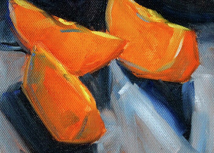 Sliced Oranges Greeting Card featuring the painting Orange Slices by Nancy Merkle