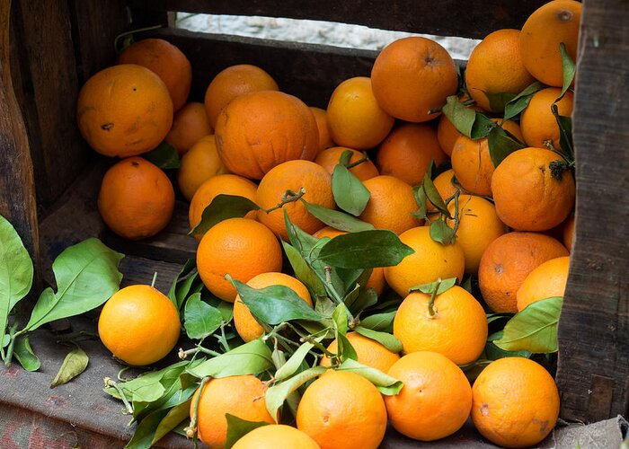 Photography Greeting Card featuring the photograph Oranges For Sale In The Souk, Fes by Panoramic Images