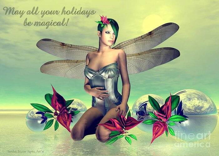 Bryce Greeting Card featuring the digital art Orchid Faerie Holiday Card by Sandra Bauser