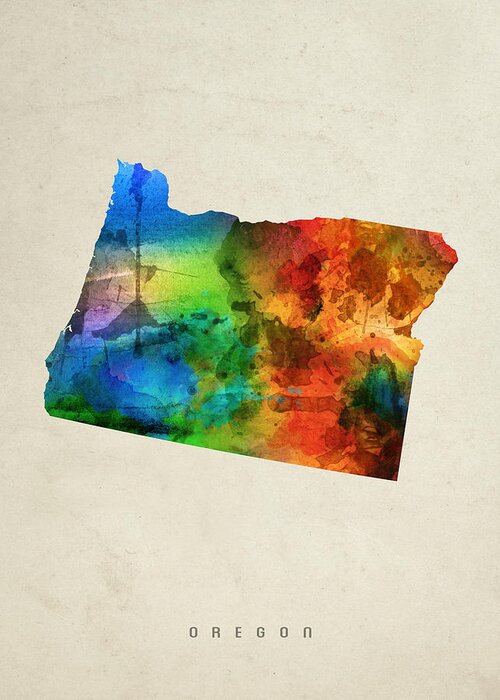 Oregon Greeting Card featuring the painting Oregon State Map 03 by Aged Pixel