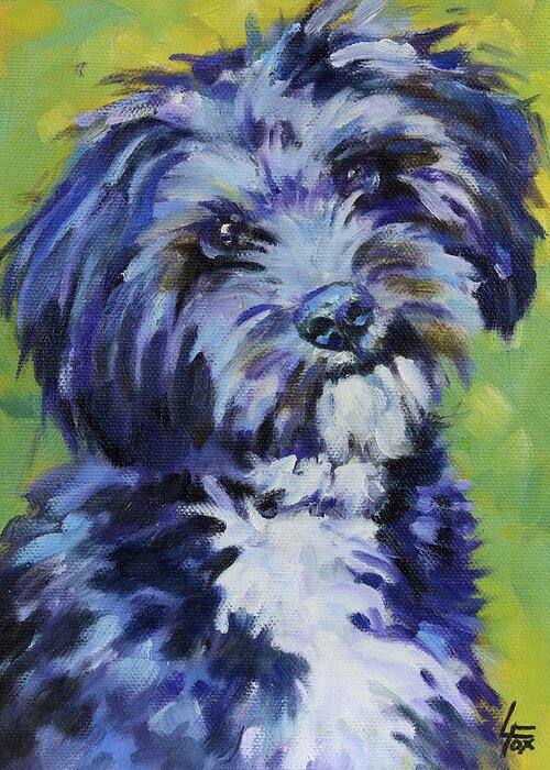 Dog Greeting Card featuring the painting Oreo by Leona Fox
