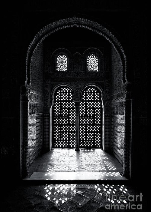Alhambra Greeting Card featuring the photograph Ornate Alhambra window by Jane Rix