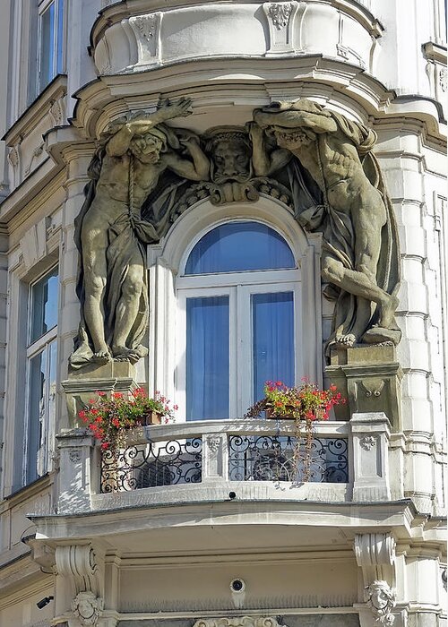 Ornate Balcony Greeting Card featuring the photograph Ornate Balcony In Prague by Rick Rosenshein