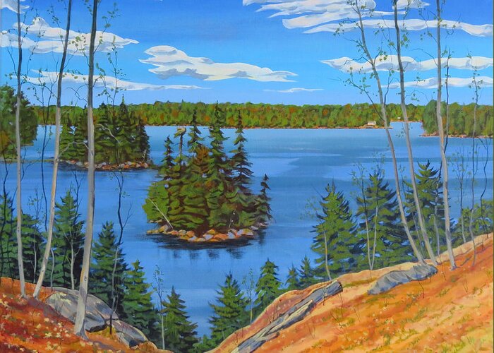 Canadian Shield Greeting Card featuring the painting Osprey Island by David Gilmore