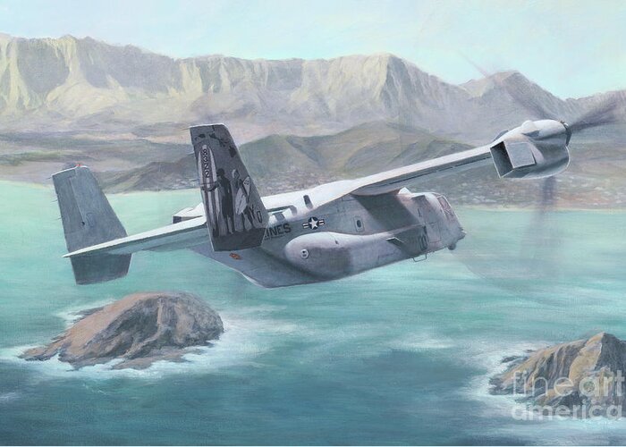 Mcas Greeting Card featuring the painting Osprey Over the Mokes by Stephen Roberson