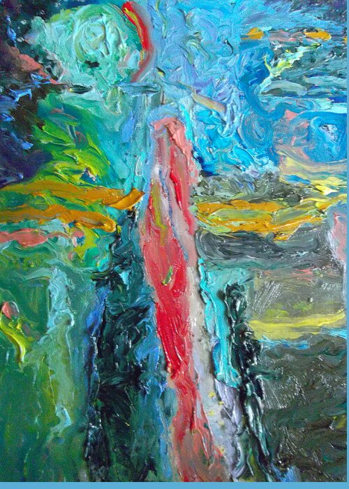 Abstract Greeting Card featuring the painting Other Worlds Other Universes by Susan Esbensen