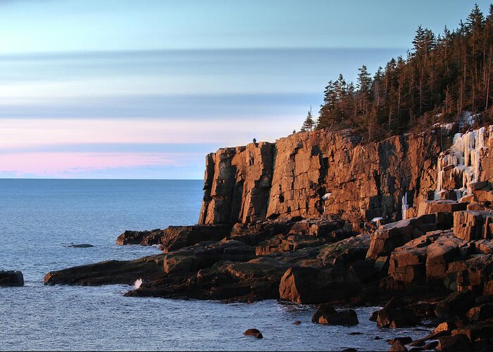 Otter Cliffs Greeting Card featuring the photograph Otter Cliffs at Sunrise by John Meader