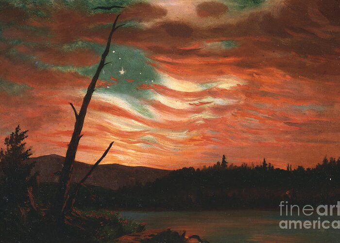 Our Greeting Card featuring the painting Our Banner in the Sky by Frederic Edwin Church