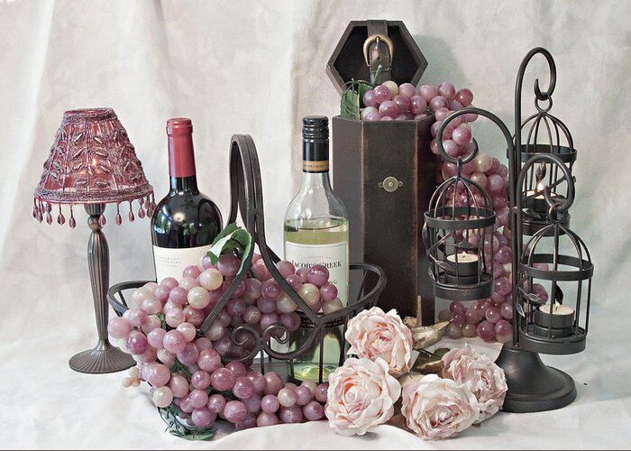 Still Life Greeting Card featuring the photograph Our Wine Cellar by Sherry Hallemeier