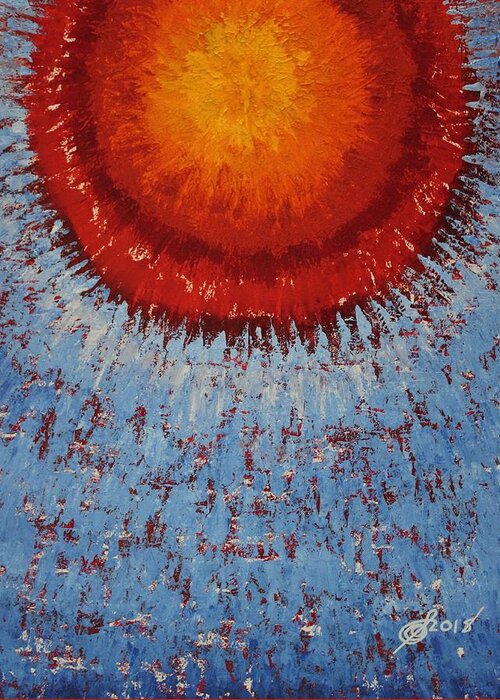 Sunburst Greeting Card featuring the painting Outburst original painting by Sol Luckman
