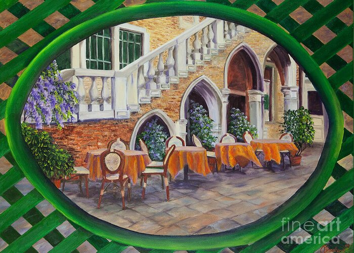 Venice Italy Art Greeting Card featuring the painting Outdoor Cafe In Venice by Charlotte Blanchard
