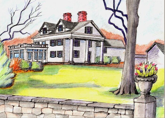 Paul Meinerth Artist Greeting Card featuring the drawing Over Look Estate Danvers by Paul Meinerth