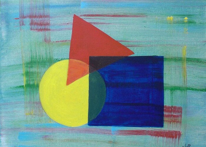 Shapes Greeting Card featuring the painting Overlapping Shapes by Nancy Sisco