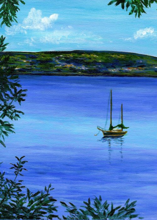 River Greeting Card featuring the painting Overlooking the Hudson by Anne Marie Brown