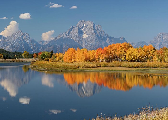 Grand Tetons Greeting Card featuring the photograph Oxbow Bend Reflection by Wesley Aston