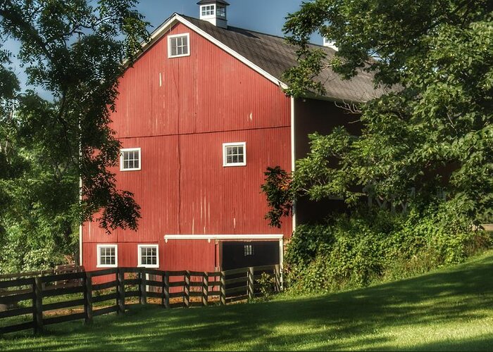 Barn Greeting Card featuring the photograph 0035 - Oxford's Big Red I by Sheryl L Sutter