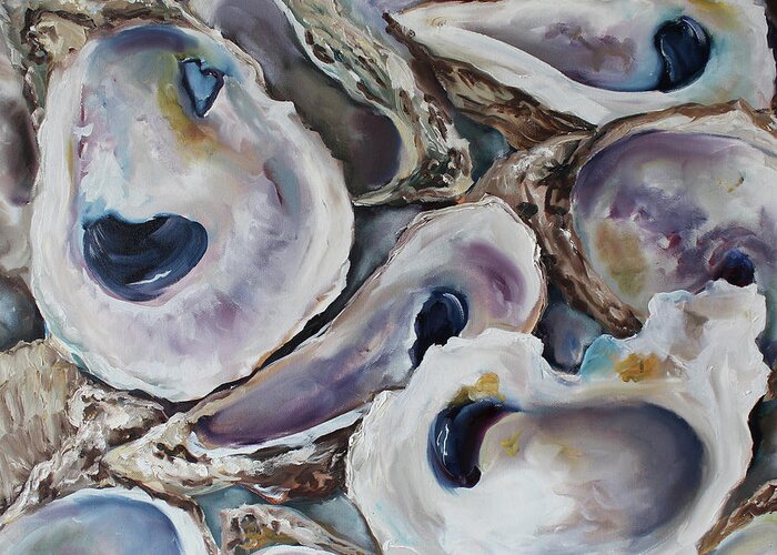 Oysters Greeting Card featuring the painting Oyster Shells by Kristine Kainer