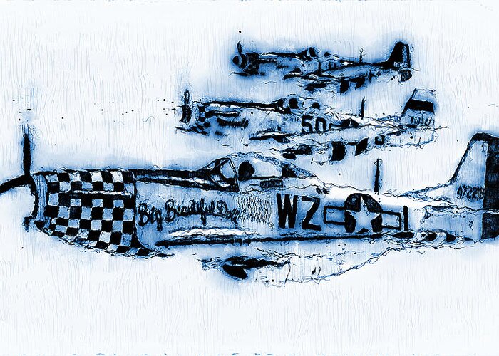 P 51 Greeting Card featuring the digital art P-51 Mustang - 13 by AM FineArtPrints