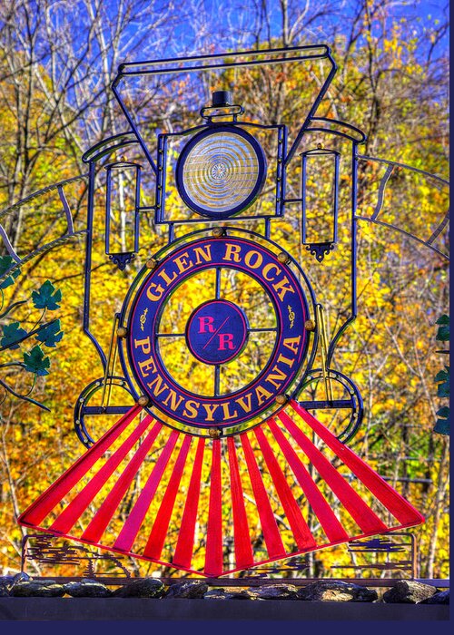 Simon Koller Greeting Card featuring the photograph PA Country Roads - Glen Rock Heritage Rail Trail Marker No. 4 - Autumn York County by Michael Mazaika