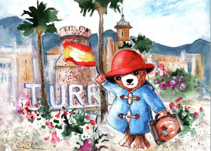 Go Teddy Greeting Card featuring the painting Paddington Arrival In Spain by Miki De Goodaboom