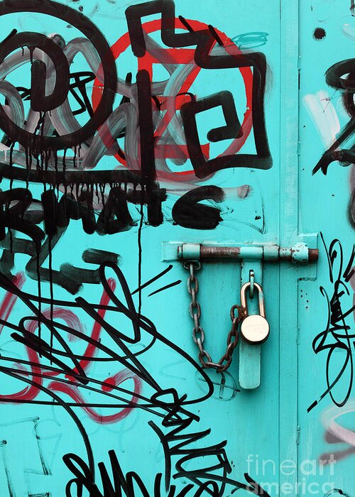 Door Greeting Card featuring the photograph Padlock and Graffiti by James Brunker