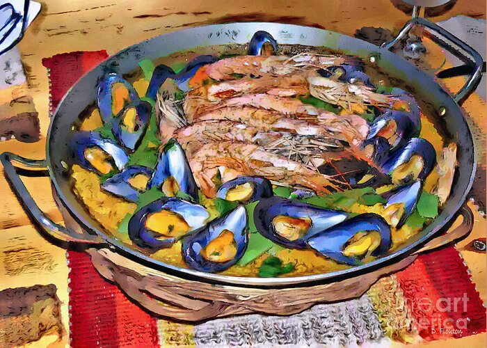 Paella Greeting Card featuring the photograph Shrimp and Mussel Paella by Dee Flouton